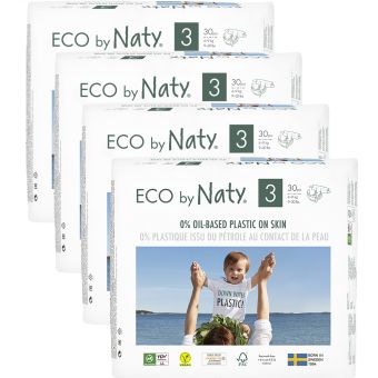 Made from Natural and Renewable Materials, Eco by Naty, Midi Box, (120 nappies), 4 packs, Bulk Buy Savings!
