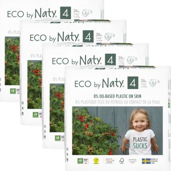 Eco by Naty Maxi Box, (104 nappies), 4 packs, Bulk Buy Savings!